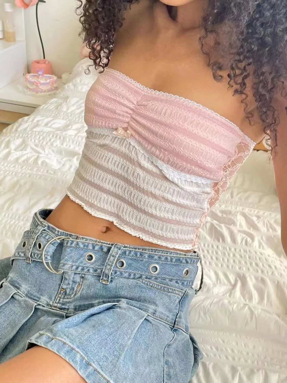 Lace Tube Top Blush Pink