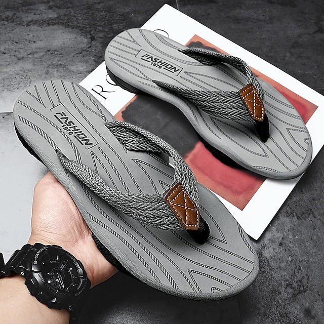 Men's Breathable Nylon Flip Flops - Comfortable Slip-Resistant