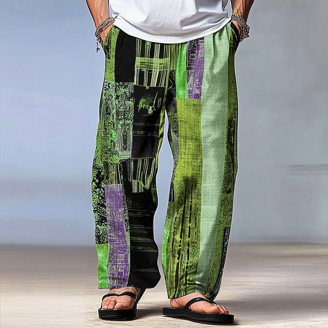 Men's Hawaiian Patchwork Casual Trousers – Versatile Summer & Outdoor Wear Red / S Red / M