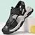 Men's Breathable Sporty Sandals - Comfortable PU Leather & Mesh Design with Slip-Resistant Buckle Black