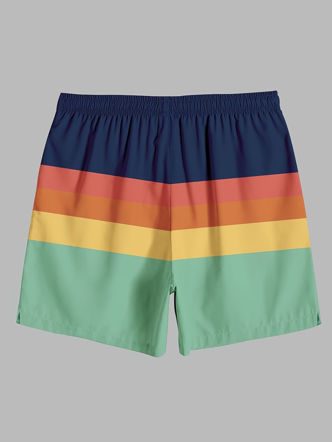 Men's Quick-Dry Swim Trunk with Compression Liner - Vibrant Yellow & Black Striped Beach Board Shorts, Regular Fit for Swimming, Surfing & Summer
