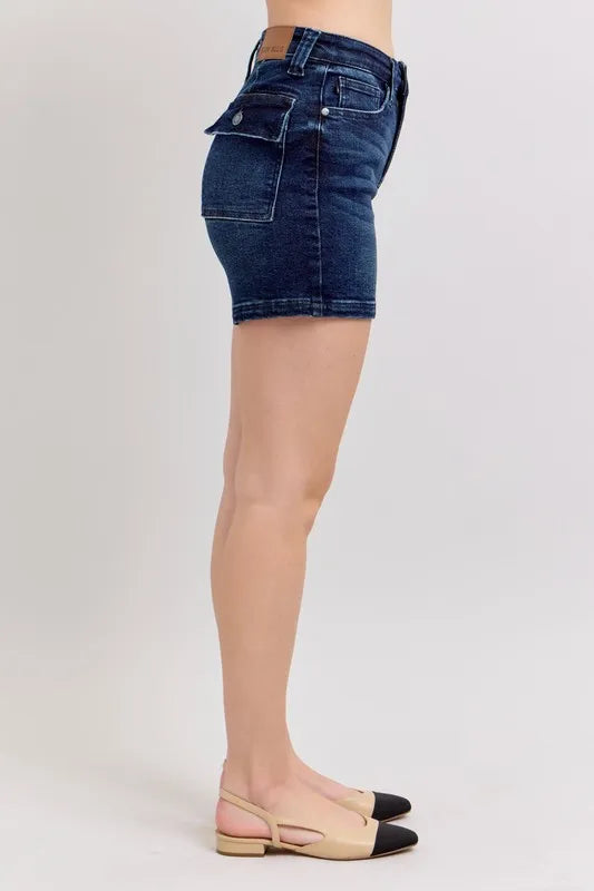 Judy Blue High Waist Back Flap Pocket Denim Shorts MD / S MD / M MD / L MD / S-MD / M-MD / L-MD / 3XL-MD / 1XL-MD / 2XL-