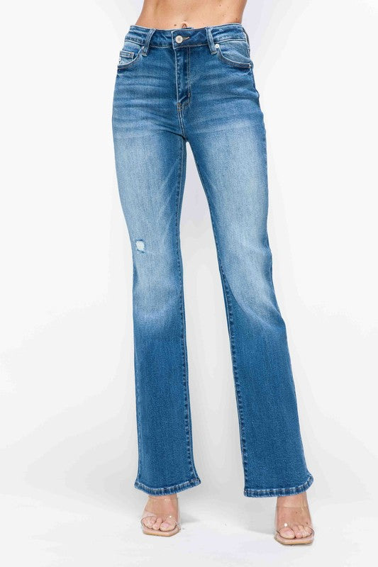 bytos Full Size Distressed High Rise Jeans with Pockets Medium / 1(25) Medium / 3(26)