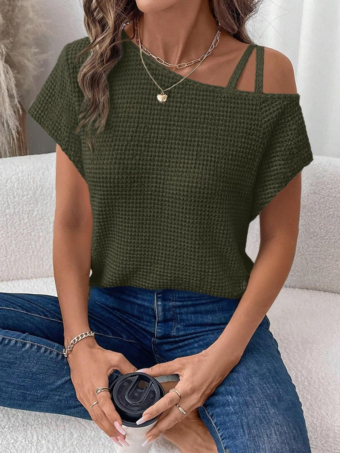 Asymmetrical Neck Short Sleeve T-Shirt Hot Pink / M Hot Pink / S Dust Storm / S Hot Pink / M-Hot Pink / S-Dust Storm / S-Army Green / S-Black / L-Army Green / 2XL-Blush Pink / S-Hot Pink / 2XL-Dust Storm / XL-Blush Pink / M-Black / XL-Army Green / M-White / M-Dust Storm / L-Blush Pink / 2XL-White / L-Black / 2XL-Army Green / XL-Army Green / L-Hot Pink / L-Blush Pink / XL-Hot Pink / XL-Black / S-Black / M-White / 2XL-White / XL-Dust Storm / M-Dust Storm / 2XL-White / S-Blush Pink / L-