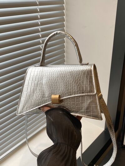 Solid Color PU Leather Handbag White / One Size Black / One Size Gold / One Size White / One Size-Black / One Size-Gold / One Size-Silver / One Size-