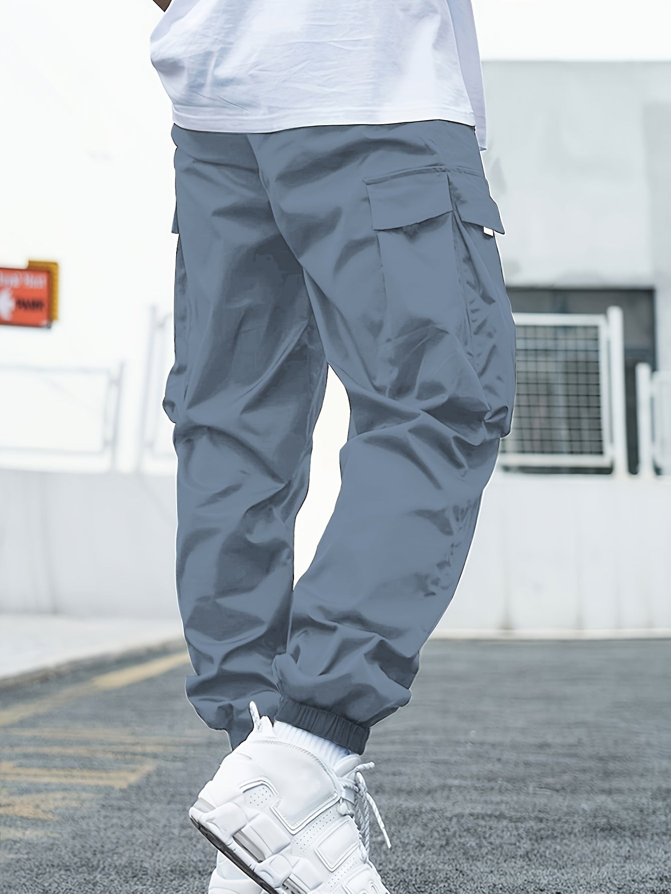Boys Flap Pocket Cargo Pants Athletic Elastic Joggers Trousers Sweatpants