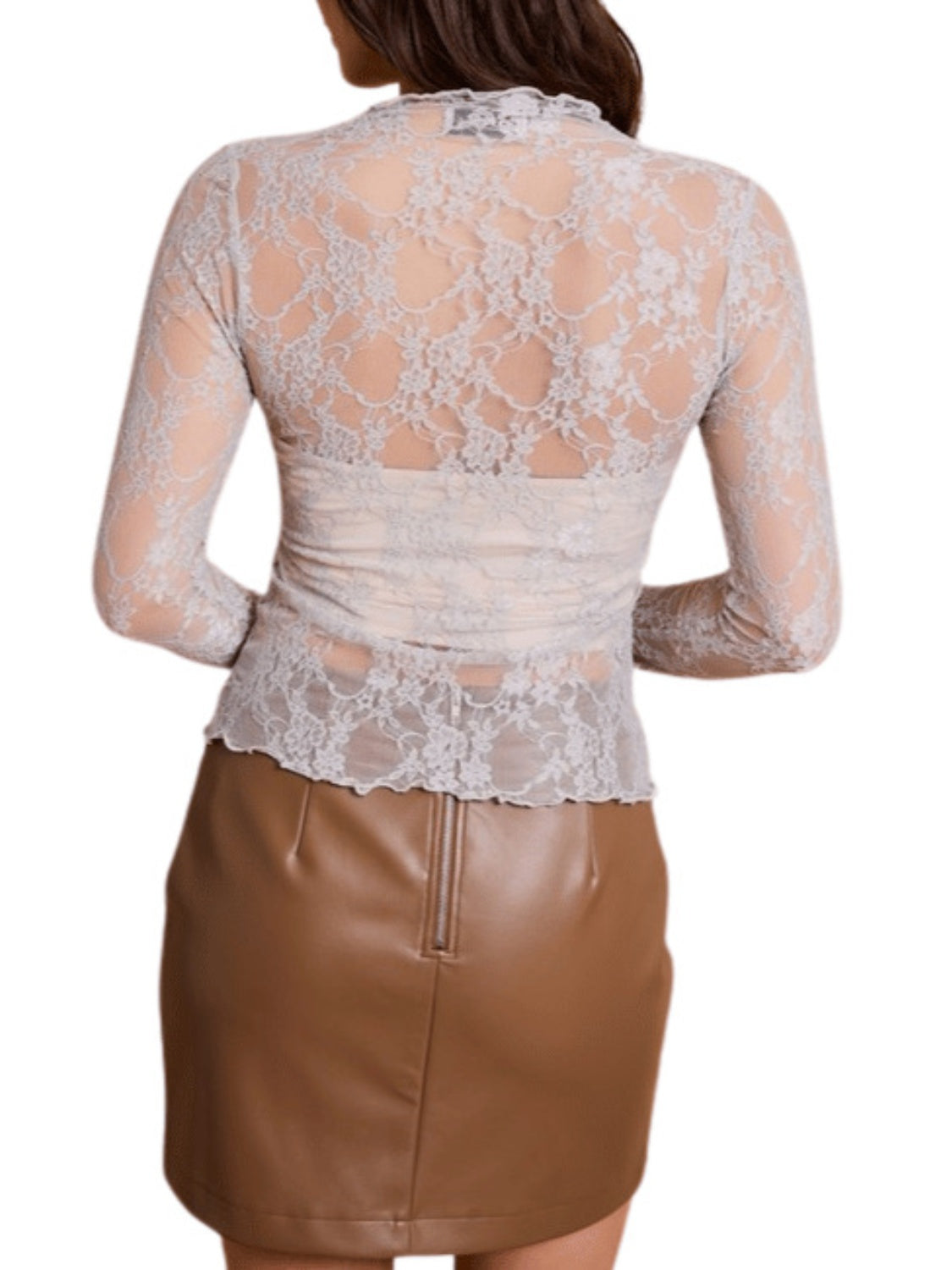 Lace Mock Neck Long Sleeve Top Light Gray / XL White / L Light Gray / M Light Gray / XL-White / L-Light Gray / M-Black / S-Black / M-Black / L-White / XL-Tan / XL-Light Gray / L-Light Gray / S-Tan / S-White / M-Tan / L-Black / XL-White / S-Tan / M-