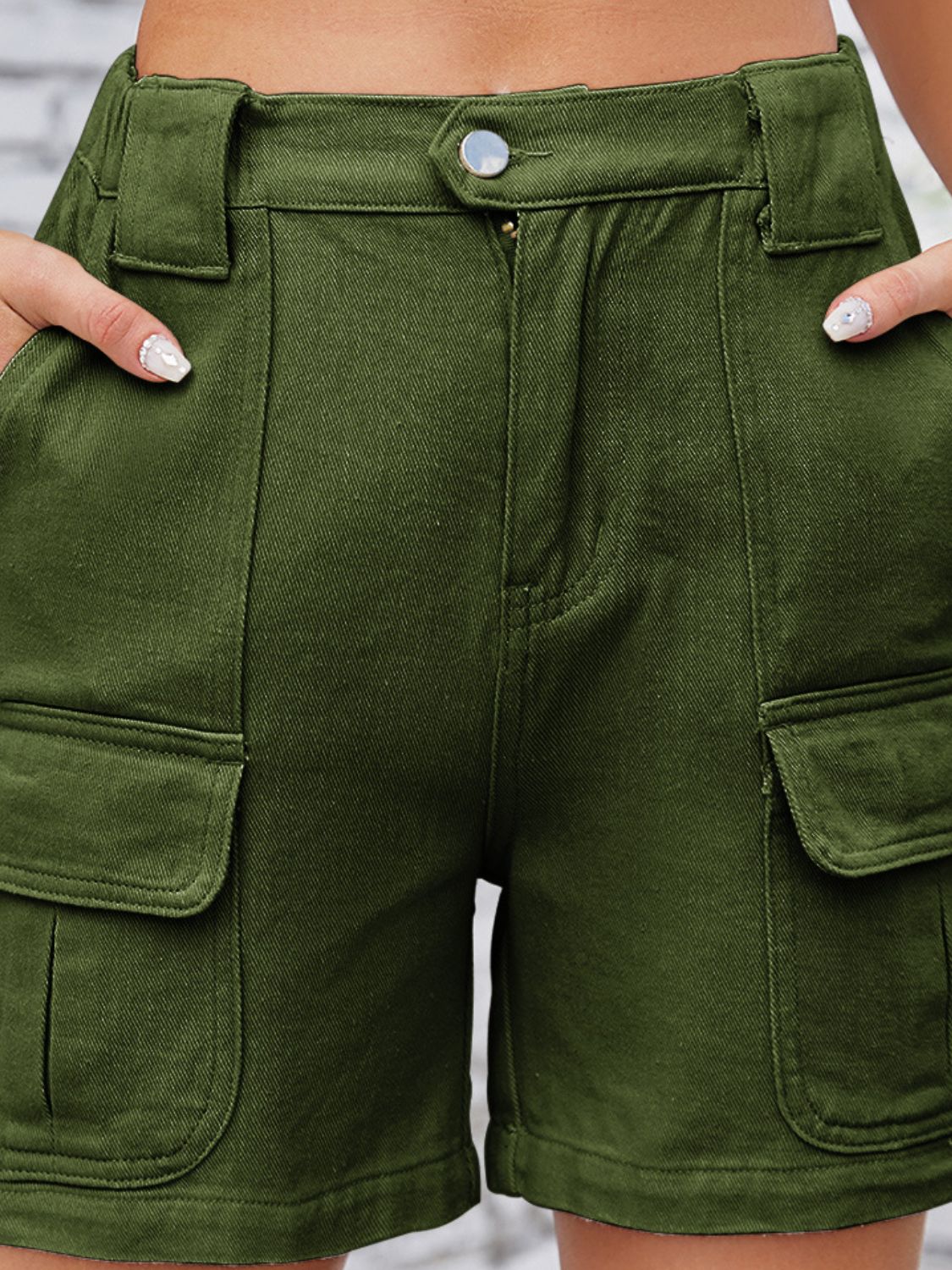 High Waist Washed Denim Shorts Army Green / 2XL Cream / L Cream / M Army Green / 2XL-Cream / L-Cream / M-Black / S-Cream / XL-Black / 2XL-Cream / S-Black / L-Army Green / M-Army Green / L-Army Green / XL-Black / M-Army Green / S-Black / XL-Cream / 2XL-