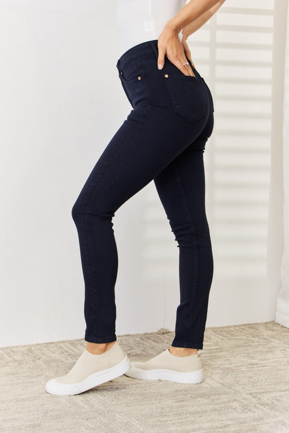 Judy Blue Full Size Garment Dyed Tummy Control Skinny Jeans NAVY / 0 NAVY / 1