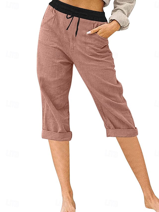 Chic Color Block Chinos for Women - Stylish Calf-Length Black / S Black / M Black / L Black / S-Black / M-Black / L-Black / XL-Black / XXL-Sky Blue / S-Sky Blue / M-Sky Blue / L-Sky Blue / XL-Sky Blue / XXL-Pink / S-Pink / M-Pink / L-Pink / XL-Pink / XXL-Grey / S-Grey / M-Grey / L-Grey / XL-Grey / XXL-