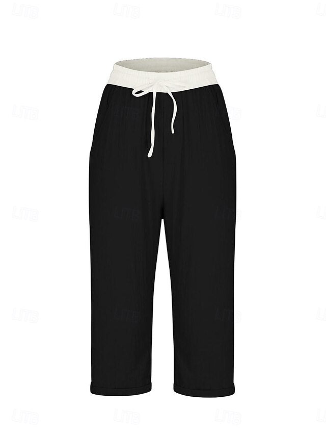 Chic Color Block Chinos for Women - Stylish Calf-Length Black / S Black / M Black / L Black / S-Black / M-Black / L-Black / XL-Black / XXL-Sky Blue / S-Sky Blue / M-Sky Blue / L-Sky Blue / XL-Sky Blue / XXL-Pink / S-Pink / M-Pink / L-Pink / XL-Pink / XXL-Grey / S-Grey / M-Grey / L-Grey / XL-Grey / XXL-