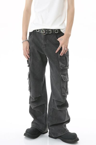 Men's Multi-Pocket Pleated Cargo Jeans Medium / XL Dark / S Medium / S Medium / XL-Dark / S-Medium / S-Dark / L-Dark / M-Dark / XL-Medium / M-Medium / L-