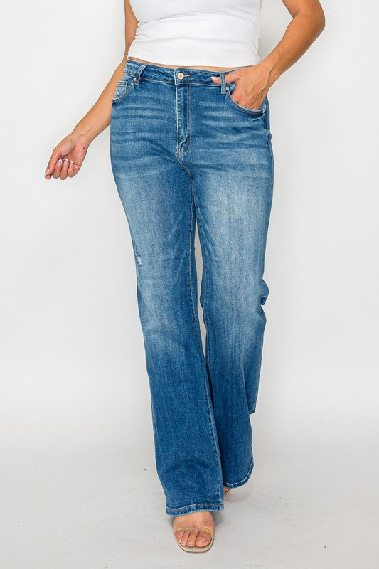 bytos Full Size Distressed High Rise Jeans with Pockets Medium / 1(25) Medium / 3(26)