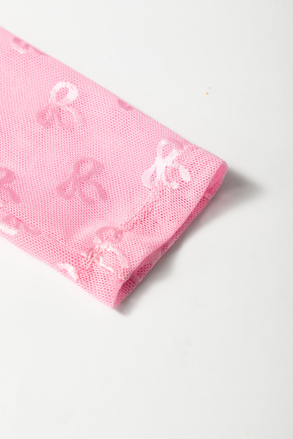 Pink Mesh Bow Pattern Long Sleeve Top Pink / S / 88%Polyamide+12%Elastane Pink / M / 88%Polyamide+12%Elastane Pink / L / 88%Polyamide+12%Elastane Pink / S / 88%Polyamide+12%Elastane-Pink / M / 88%Polyamide+12%Elastane-Pink / L / 88%Polyamide+12%Elastane-Pink / XL / 88%Polyamide+12%Elastane-