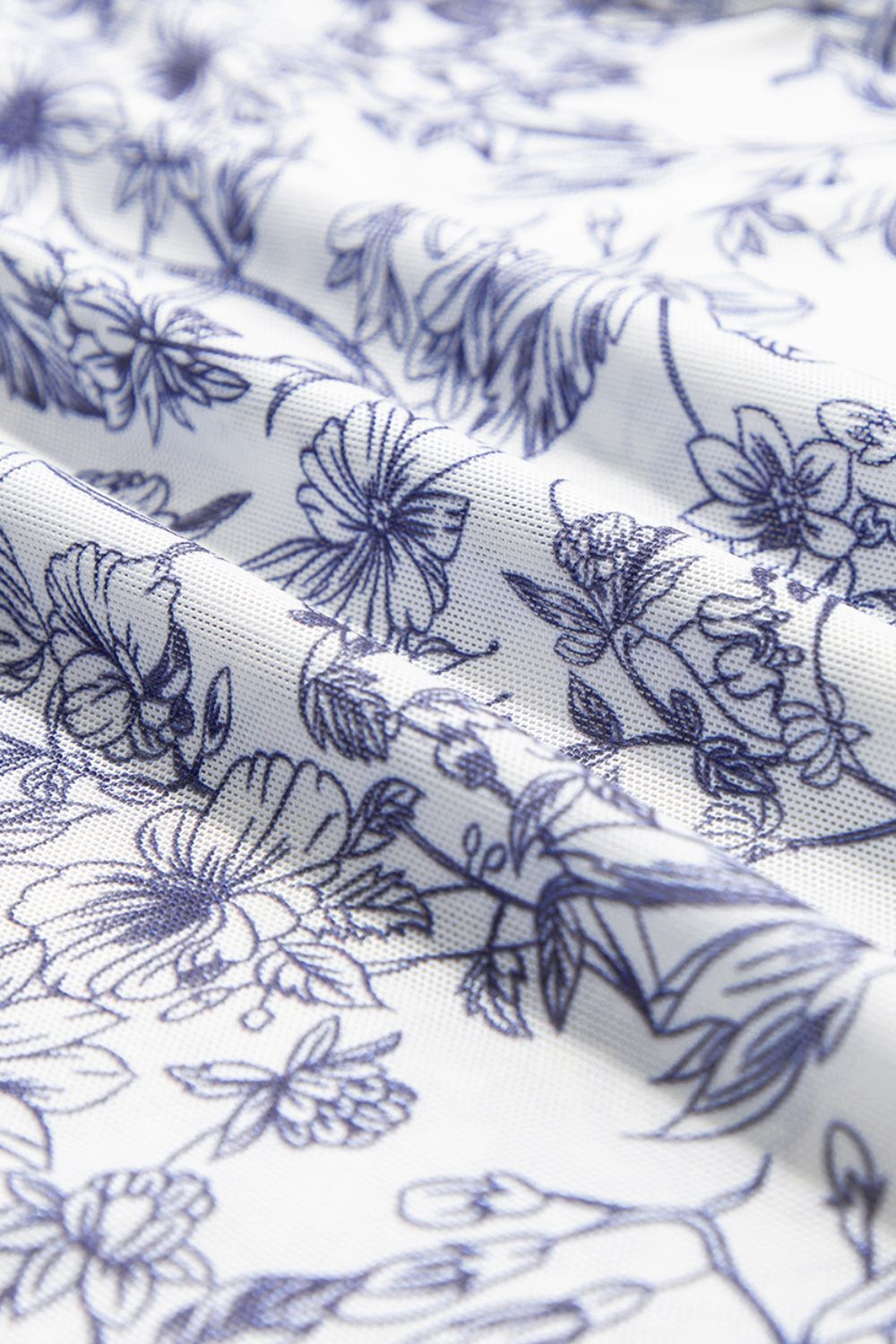 Printed Mock Neck Long Sleeve Blouse Light Blue / L Light Blue / XL Light Blue / M Light Blue / L-Light Blue / XL-Light Blue / M-Light Blue / S-