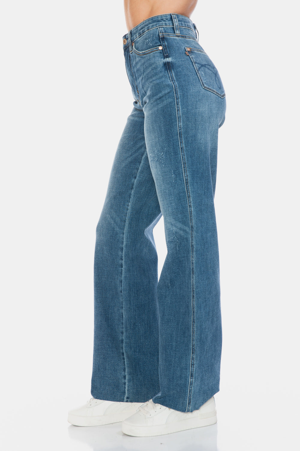 Judy Blue Full Size Tummy Control Cut Raw Hem Straight Jeans Medium / 0/24 Medium / 1/25