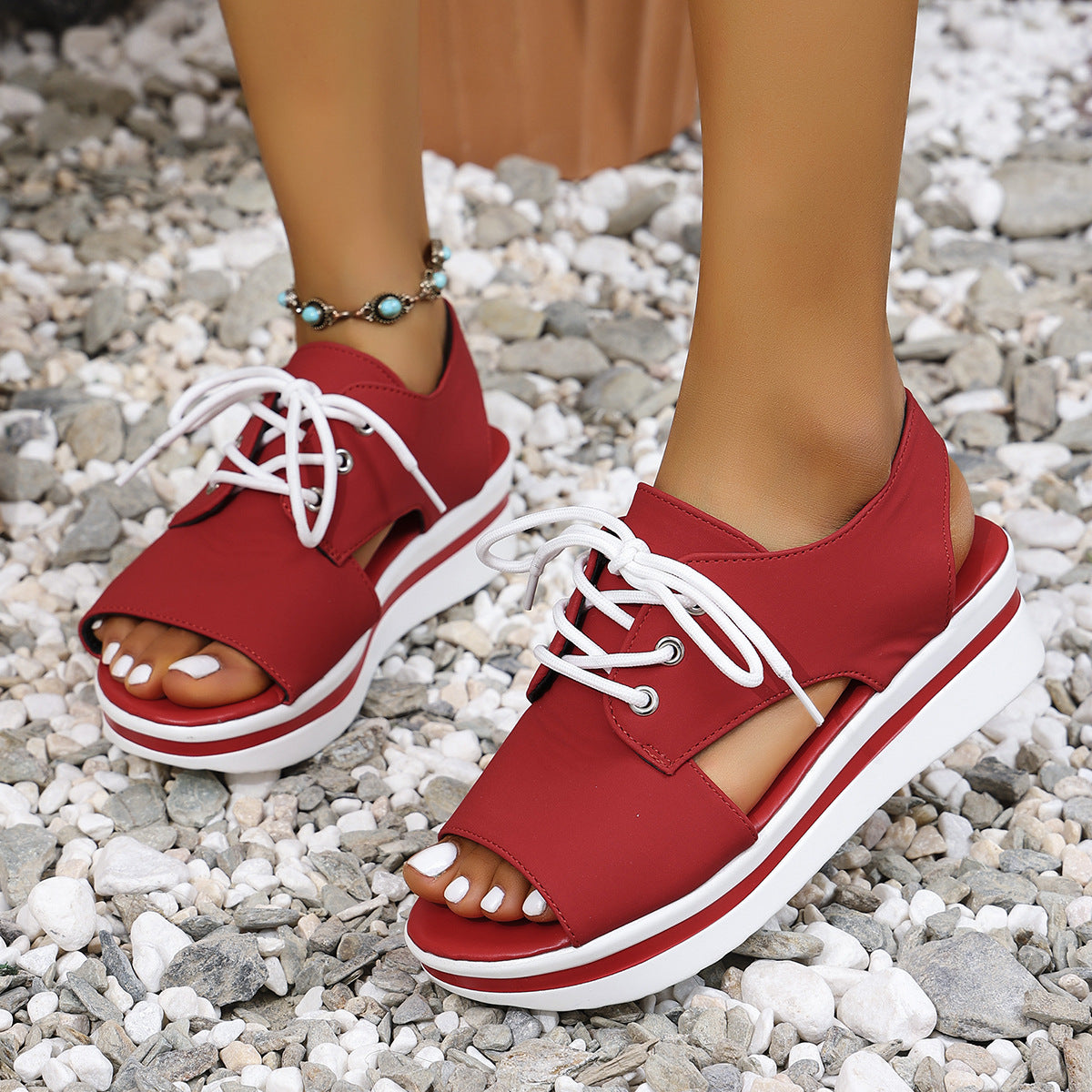 Open-Toe Lace Up Platform Sandals Blue / 37(US6) Blue / 38(US7) Blue / 39(US8) Blue / 37(US6)-Blue / 38(US7)-Blue / 39(US8)-Blue / 40(US9)-Black / 36(US5)-Blue / 41(US10)-Blue / 42(US10.5)-Blue / 43(US11)-Deep Red / 36(US5)-Deep Red / 37(US6)-Deep Red / 38(US7)-Deep Red / 39(US8)-Deep Red / 40(US9)-Deep Red / 41(US10)-Deep Red / 42(US10.5)-Deep Red / 43(US11)-Black / 37(US6)-Black / 38(US7)-Black / 39(US8)-Black / 40(US9)-Black / 41(US10)-Black / 42(US10.5)-Black / 43(US11)-Blue / 36(US5)-