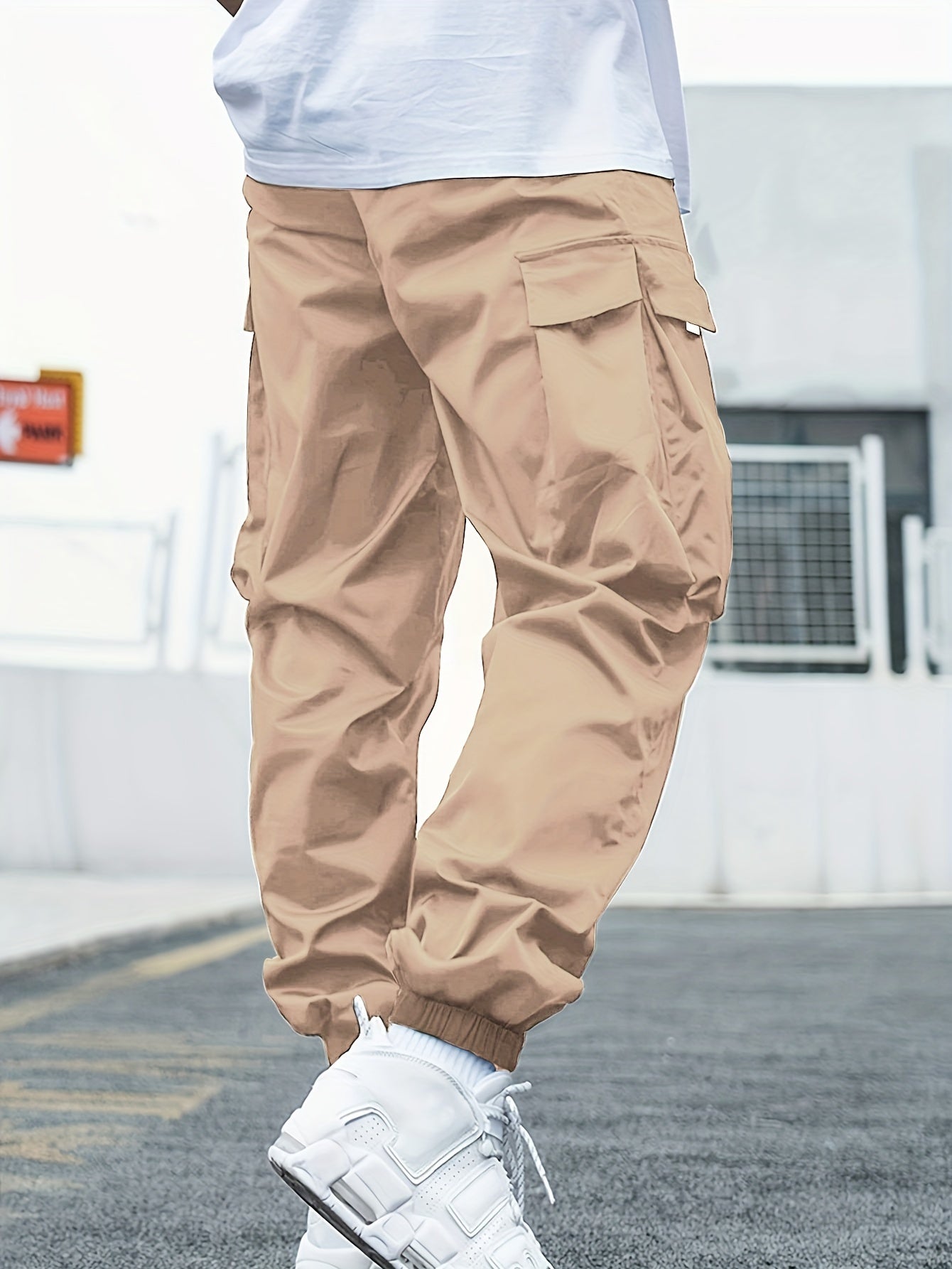 Boys Flap Pocket Cargo Pants Athletic Elastic Joggers Trousers Sweatpants