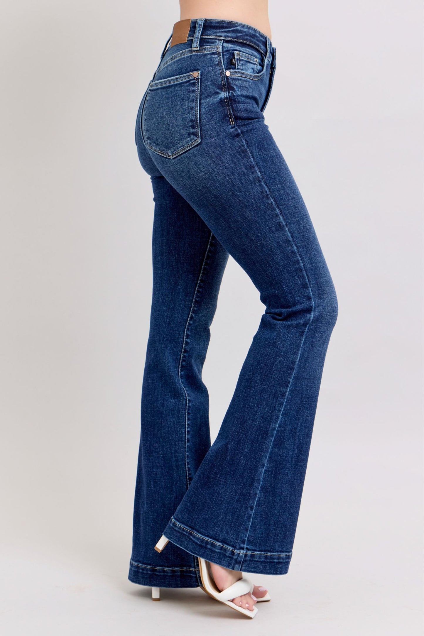 Judy Blue Full Size High Rise Flare Jeans with Pockets Plus Size Dark / 14W Dark / 16W Dark / 0(24) Dark / 14W-Dark / 16W-Dark / 0(24)-Dark / 18W-Dark / 20W-Dark / 22W-Dark / 24W-Dark / 1(25)-Dark / 3(26)-Dark / 5(27)-Dark / 7(28)-Dark / 9(29)-Dark / 11(30)-Dark / 13(31)-Dark / 15(32)-