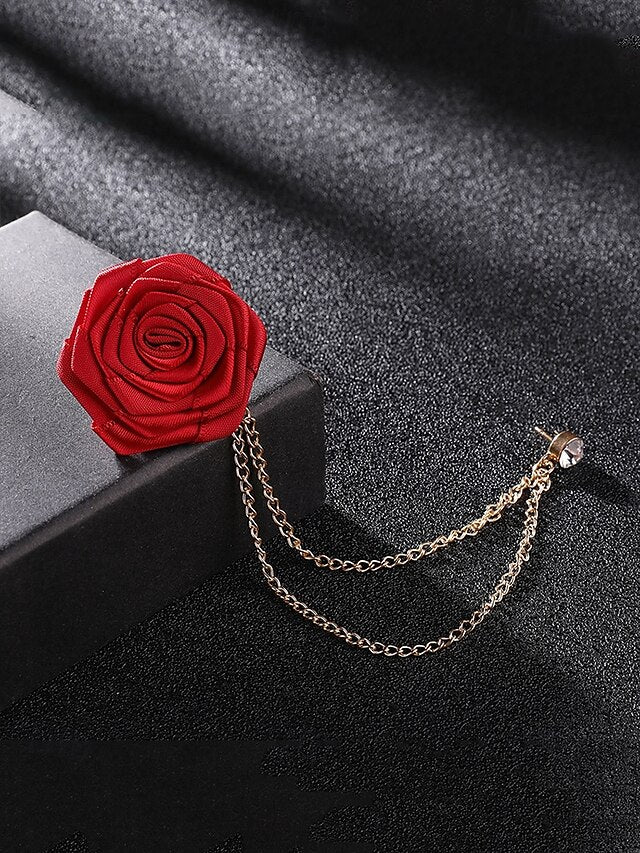 Elegant Men's Rose Brooch: Stylish Accessory for Weddings and Business Casual White Black Burgundy White-Black-Burgundy-Red-Light Cyan-Sky Blue-Gray-Champagne-Dark Blue-Pink-Royal Blue-Purple-