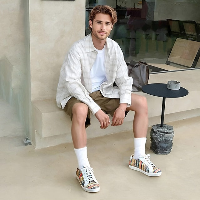 Stylish Breathable Men's Sneakers - Slip-Resistant PU Leather & Nylon for Comfortable