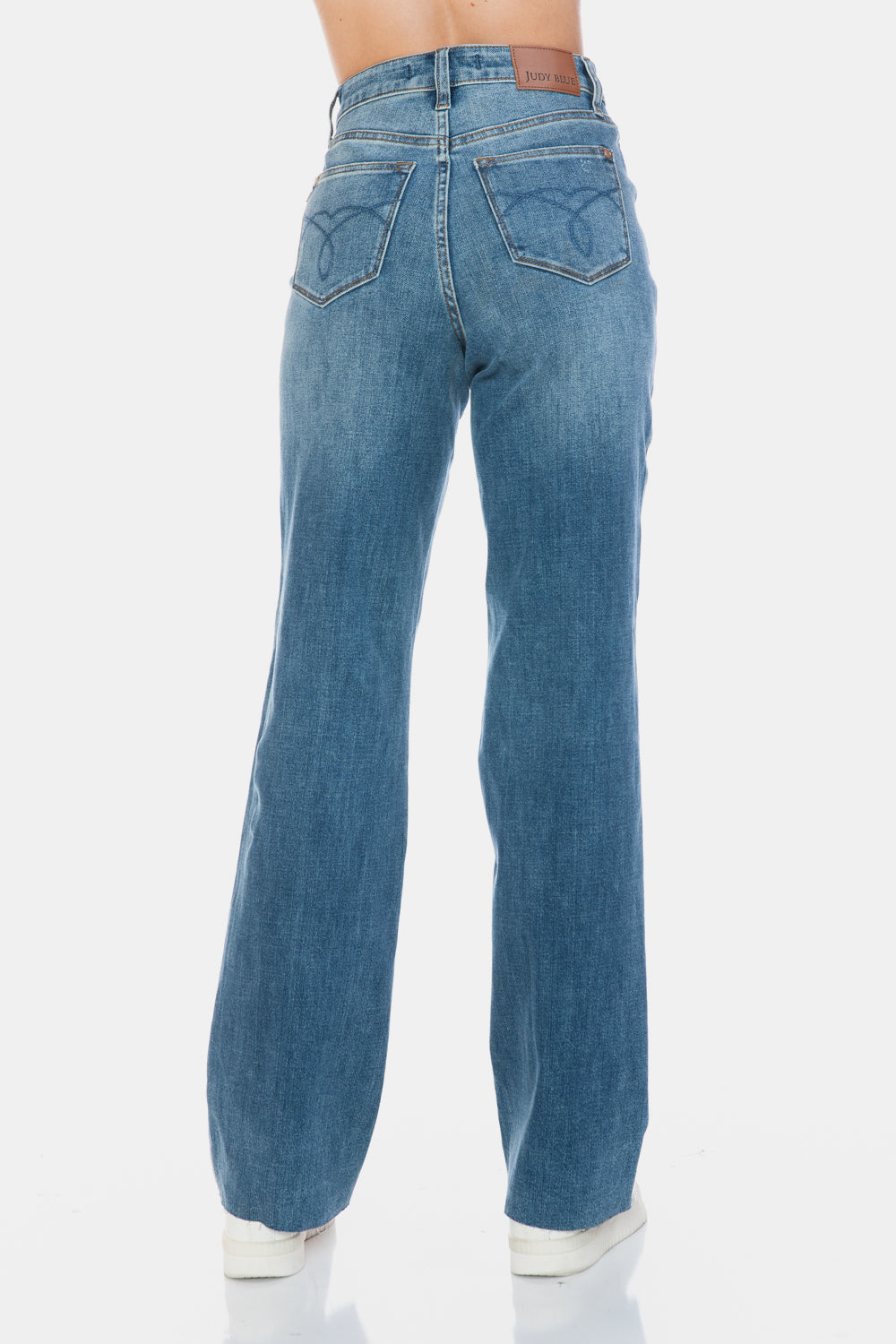 Judy Blue Full Size Tummy Control Cut Raw Hem Straight Jeans Medium / 0/24 Medium / 1/25