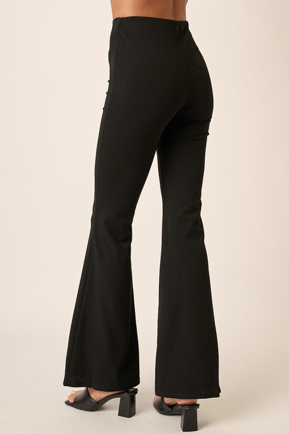 Mittoshop Crepe Knit Elastic Waist Flare Leg Pants Black / S Black / M
