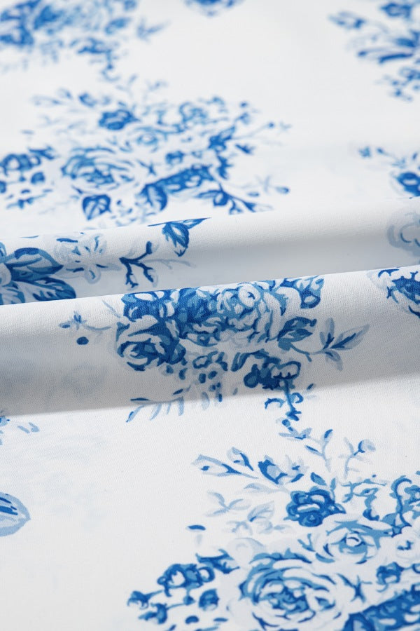 Split Asymmetrical Ruffled Printed Skirt Light Blue / S Light Blue / M Light Blue / L Light Blue / S-Light Blue / M-Light Blue / L-Light Blue / XL-