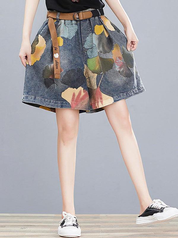 Original Floral Wide Leg Denim Shorts: Effortless Style Meets Comfort SAME AS PICTURE / M SAME AS PICTURE / L SAME AS PICTURE / XL SAME AS PICTURE / M-SAME AS PICTURE / L-SAME AS PICTURE / XL-SAME AS PICTURE / 2XL-