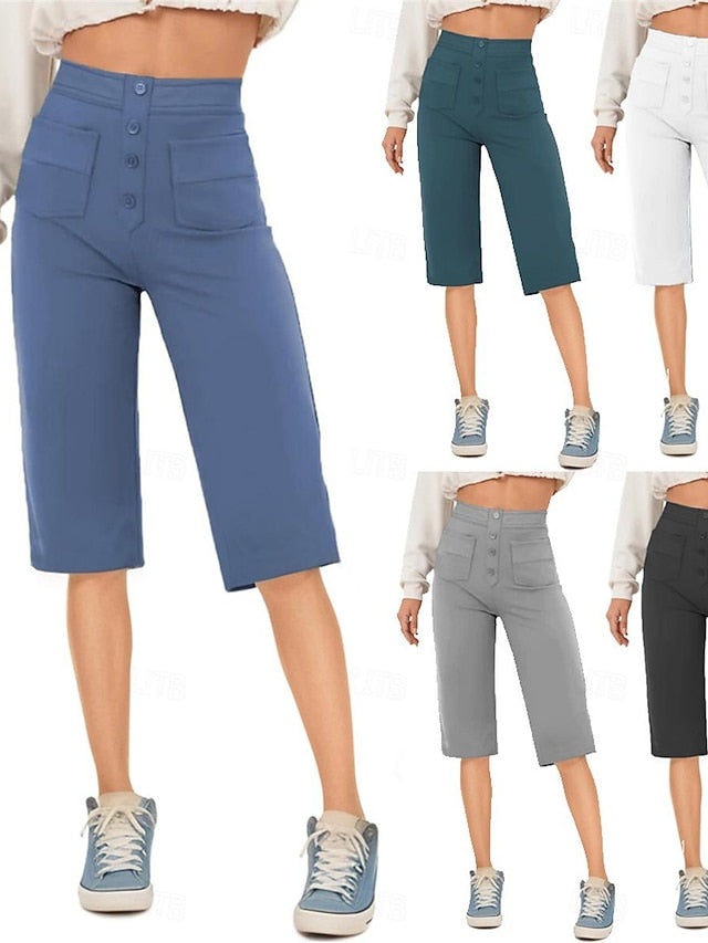 Chic High-Waist Capri Shorts with Pockets – Perfect Summer Essential! Gray / S Gray / M Gray / L Gray / S-Gray / M-Gray / L-Gray / XL-Gray / 2XL-Royal Blue / S-Royal Blue / M-Royal Blue / L-Royal Blue / XL-Royal Blue / 2XL-Peacock Blue / S-Peacock Blue / M-Peacock Blue / L-Peacock Blue / XL-Peacock Blue / 2XL-White / S-White / M-White / L-White / XL-White / 2XL-