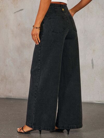 Button Down Vest and Wide Leg Jeans Denim Set Dark / 2XL Light / S Light / M Dark / 2XL-Light / S-Light / M-Light / L-Light / XL-Light / 2XL-Dark / S-Dark / M-Dark / L-Dark / XL-