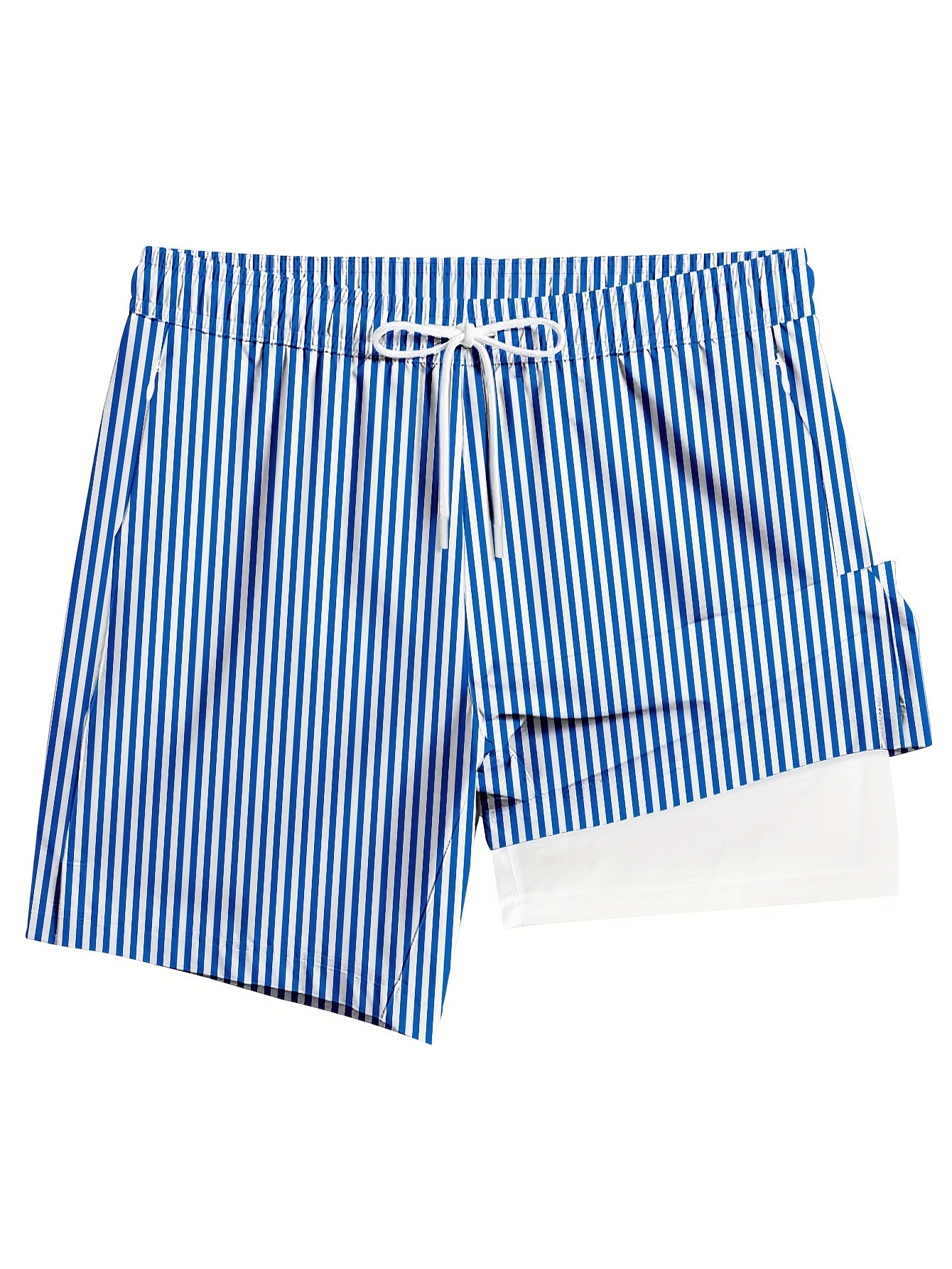 3pcs Men's Breathable -Blend Casual Shorts with Zipper Closure & Elastic Waistband - Digital Print Striped