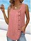 Chic Charcoal Green Asymmetrical Button Camisole - Stylish Sleeveless Summer Top Gray / S Gray / M Gray / 4XL Gray / S-Gray / M-Gray / 4XL-Gray / 5XL-Blue / S-Blue / 2XL-Blue / 4XL-Blue / 5XL-Green / S-Green / M-Green / L-Purple / S-Purple / M-Purple / 2XL-Purple / 4XL-Purple / 5XL-Pink / S-Pink / M-Pink / L-Pink / 2XL-Pink / 4XL-