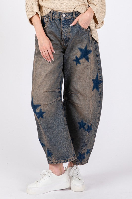 SAGE + FIG Star Wide Leg Jeans with Pockets Dark / S Dark / M