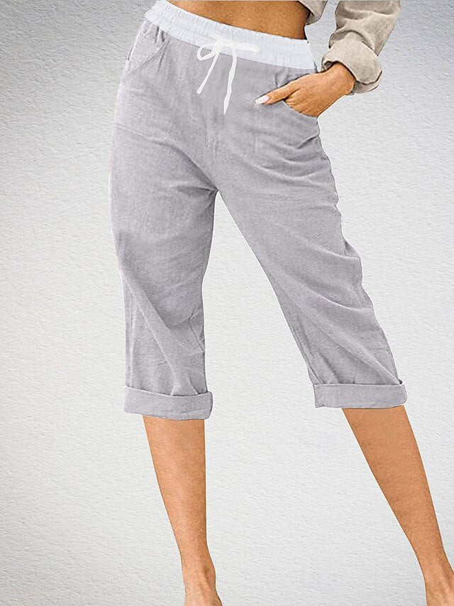 Chic Color Block Chinos for Women - Stylish Calf-Length Black / S Black / M Black / L Black / S-Black / M-Black / L-Black / XL-Black / XXL-Sky Blue / S-Sky Blue / M-Sky Blue / L-Sky Blue / XL-Sky Blue / XXL-Pink / S-Pink / M-Pink / L-Pink / XL-Pink / XXL-Grey / S-Grey / M-Grey / L-Grey / XL-Grey / XXL-