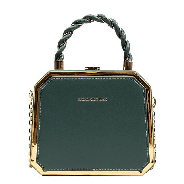 Chic & Versatile Women's PU Leather Crossbody Handbag - Waterproof Daily Style with Chain Detail Beige Pink Dark Green Beige-Pink-Dark Green-Brown-Green-Black-