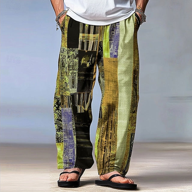 Men's Hawaiian Patchwork Casual Trousers – Versatile Summer & Outdoor Wear Red / S Red / M