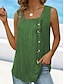 Chic Charcoal Green Asymmetrical Button Camisole - Stylish Sleeveless Summer Top Gray / S Gray / M Gray / 4XL Gray / S-Gray / M-Gray / 4XL-Gray / 5XL-Blue / S-Blue / 2XL-Blue / 4XL-Blue / 5XL-Green / S-Green / M-Green / L-Purple / S-Purple / M-Purple / 2XL-Purple / 4XL-Purple / 5XL-Pink / S-Pink / M-Pink / L-Pink / 2XL-Pink / 4XL-