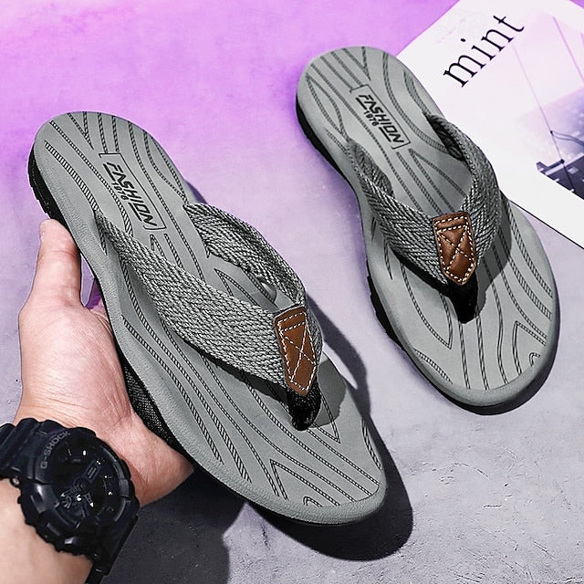 Men's Breathable Nylon Flip Flops - Comfortable Slip-Resistant