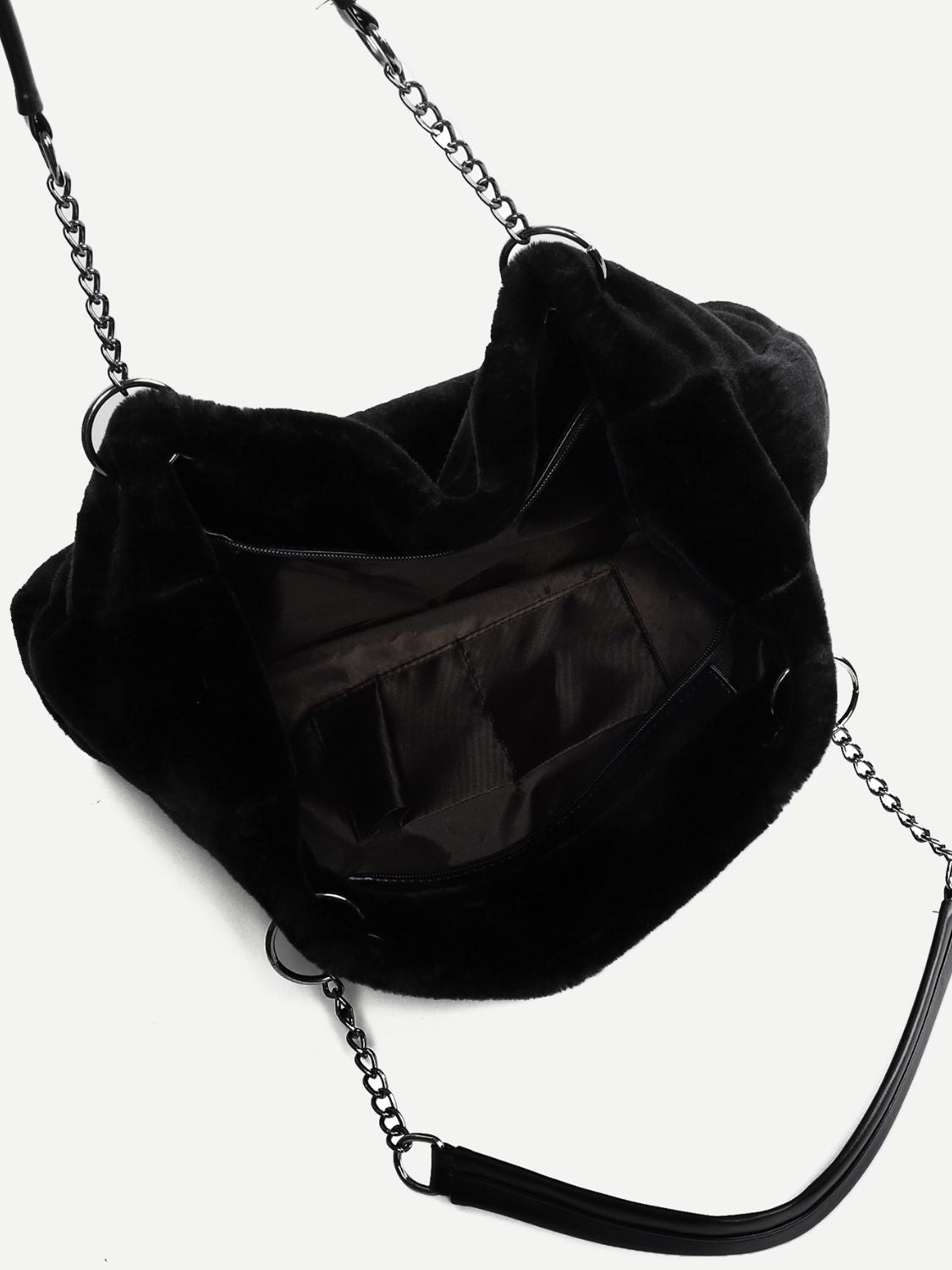 Faux Fur Solid Color Tote Bag Black / One Size