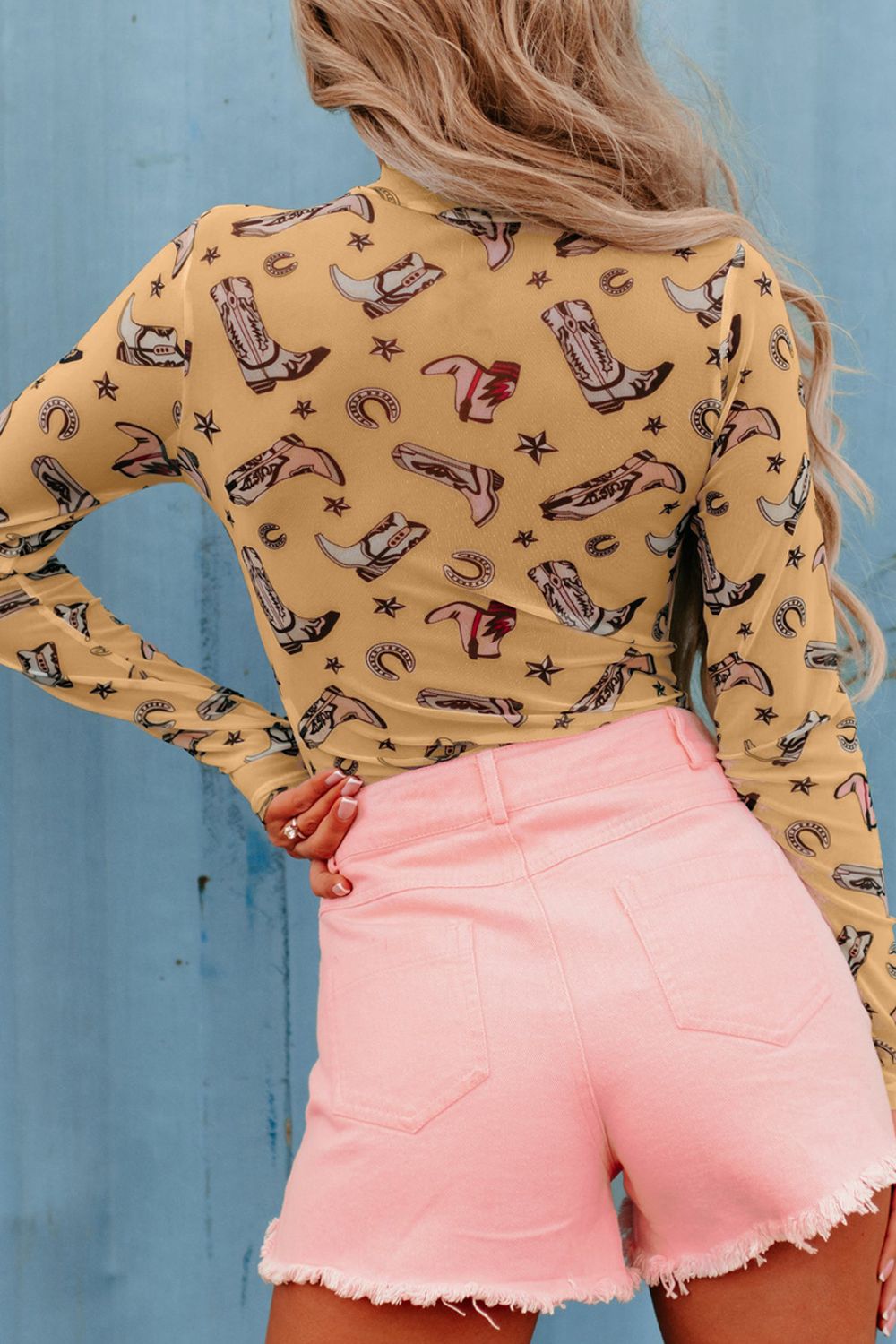 Printed Mock Neck Long Sleeve Bodysuit Dusty Pink / S Dusty Pink / M Dusty Pink / L Dusty Pink / S-Dusty Pink / M-Dusty Pink / L-Dusty Pink / XL-White / S-White / M-White / XL-Orange / S-Orange / M-Orange / L-Orange / XL-Mustard / S-Mustard / M-Mustard / L-Mustard / XL-White / L-