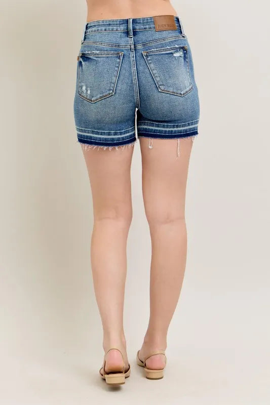 Judy Blue Mr Tummy Control Vintage Wash Release Hem Shorts MD / S MD / M MD / L MD / S-MD / M-MD / L-MD / 2XL-MD / XL-MD / 3XL-MD / 1XL-