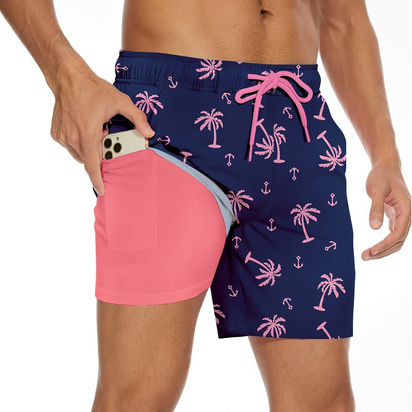 Mens Swim Trunks with Compression Liner Quick Dry Swimming Trunks Swimsuit