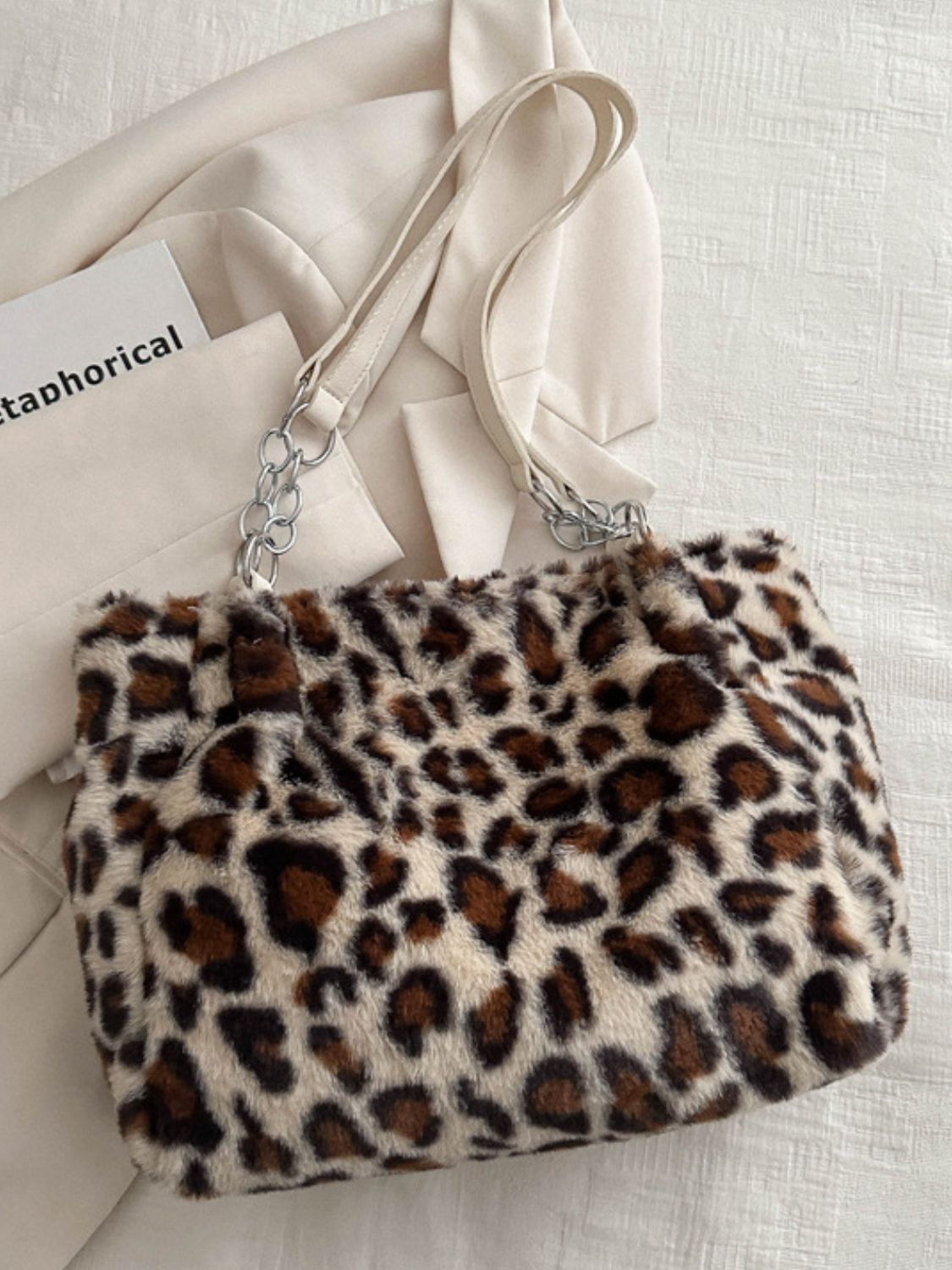 Faux Fur Leopard Shoulder Bag Brown / One Size Beige / One Size