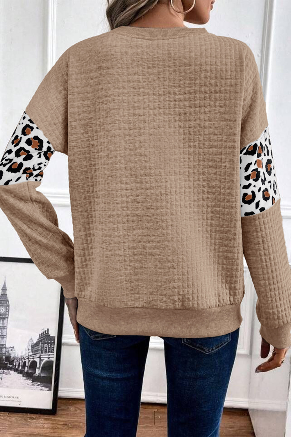 Parchment Leopard Quilted Patchwork Crew Neck Sweatshirt Parchment / S / 97%Polyester+3%Elastane Parchment / M / 97%Polyester+3%Elastane