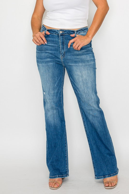 bytos Full Size Distressed High Rise Jeans with Pockets Medium / 1(25) Medium / 3(26)