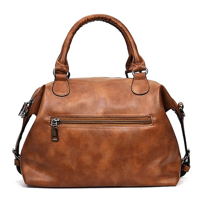 Chic Women's Top Handle Bag - Office-Ready Elegance in Black, Blushing Pink, Brown, and Gray Brown Black Gray Brown-Black-Gray-Pink-