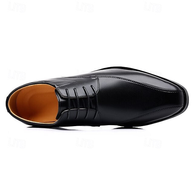 Men's Derby PU Leather Lace-Up Shoes – Breathable, Comfortable & Slip-Resistant