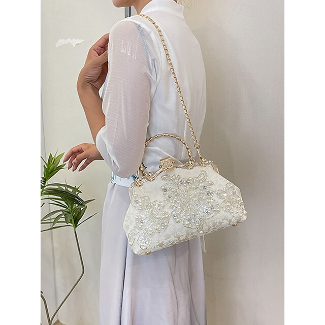Elegance in Every Detail: Women's Beaded Clutch & Multi-Carry Evening Bag White Black / White Black White-Black / White-Black-