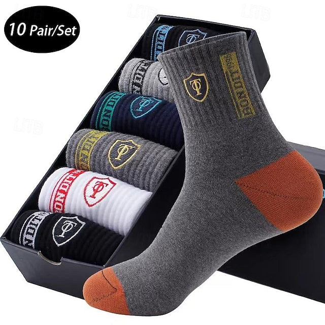 Men's 10-Pack Colorful Crew Socks – Stylish & Versatile for Sports and Everyday Wear Rainbow / One Size